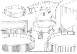 Empty Zoo Cage Coloring Page | Kids crafts and activities | Zoo ...