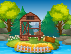 Empty cage in the zoo illustration Vector | Premium Download