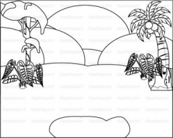 Outline Wild Jungle school Woodland Clip Art zoo line stamp africa animal  -068-