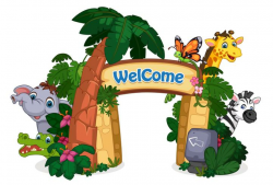 beautiful zoo entrance vector illustration - Download Free Vector ...