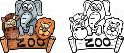 Zoo Animals Clipart Black And White | Free download best Zoo Animals ...
